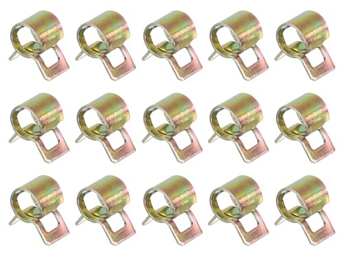 Sourcingmap 15Pcs Spring Band Type Action Fuel/Silicone Vacuum Hose Pipe Clamp, 5mm Low-Pressure Air Spring Hose Clip Clamp for Automotive Oil Pipe Water Pipe, Color Zinc
