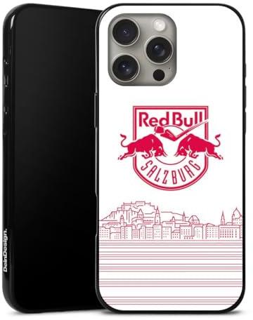 Silikon Hülle kompatibel mit Apple iPhone 16 Pro Max Case schwarz Handyhülle Eishockey Skyline EC Red Bull Salzburg