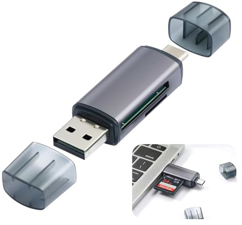 USB C SD Kartenleser Adapter Dual Slot Speicherkartenleser Kompatibel mit iPhone 15 Pro/Max, MacBook Pro/Air 2023, iPad Pro, iMac, Samsung S23, XPS 17, Surface Book 3 - High-Speed Data