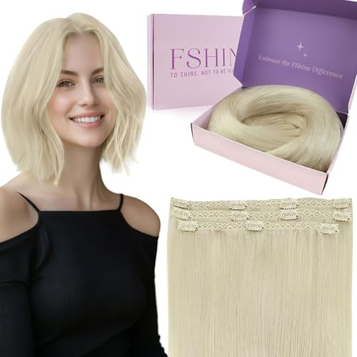 Fshine Clip in Extensions Echthaar Blond 30 cm 50 g 3 Stücke | Extensions Clip in, Schnell einsetzbar, ohne zusätzliche Werkzeuge, Anfängerfreundlich, natürliche Haarintegration
