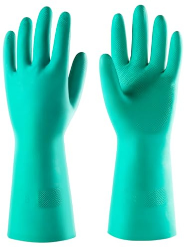 ThxToms Gants de protection contre les produits chimiques contre les huiles, les acides et les solvants, résistants à l'abrasion, conformes à la norme DIN EN 388 et 374, gants en nitrile imperméables