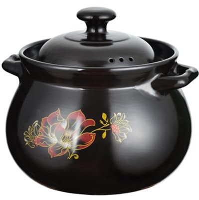 Casseruola Rotonda in Ceramica, con Coperchio, Pentola in Terracotta, per Zuppe E Stufati(3.2L)
