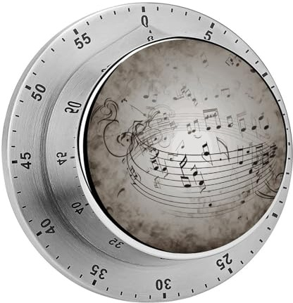Music Note Wall Kitchen Timers, Manual 60 Minute Wind Up Timer Clock with Loud Alarm, Magnetic Backing, Mechanical Kitchen Timers, No Batteries Required, Countdown Timer for Cooking Baking