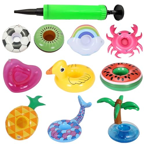Qfdiwr - Portavasos hinchables, 10 portavasos flotantes | Decoraciones inflables de diseño lindo para piscina, exterior, playa, spa y actividades al aire libre