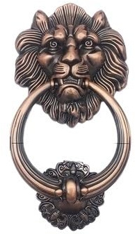 IZHAOGJING Türklopfer, TüRklopfer Aus Gusseisen 1 stücke 12 cm Große Antike Lion Türklopfer Türklopfer Lionhead Doorknockers Lions Wohnkultur Holz Türklopfer(Red Bronze)