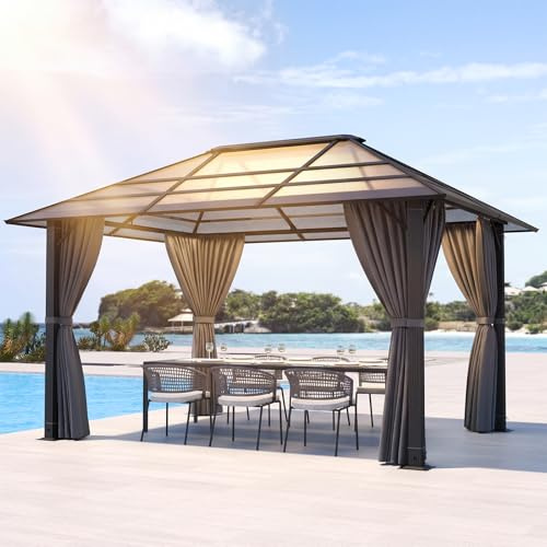 Devoko Tonnelle de Jardin 3x4 Imperméable et Stable, Tonnelle de Jardin Exterieur en Aluminium, Gloriette avec Toit Fixe Résistant aux UV, Hardtop Pavillon Convient pour Les Scènes Extérieures, Gris