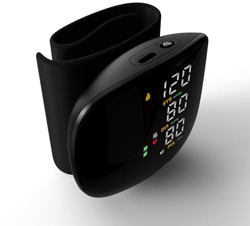 CLIUNT Wrist Blood Pressure Monitors, Portable Blood Pressure Machine with Large Cuff, Touch Screen Large Screen& Automatic Voice & 3-Color LED Backlight for Home Office Travel Use