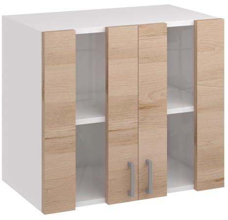 roe furniture Küchenhängeschrank G80 2DS1 – Küchenoberschrank mit 2 Türen & 2 Regalfächern – Wandschrank für Küche, 80×60×31,6 cm – Hängeschrank aus Holzwerkstoff, melaminbeschichtet, Wandmontage