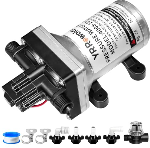 YR Rowelaxy RV Water Pump 4008-101-A65/E65 | 12V 3.0GPM 55PSI | Self-Priming Quiet Diaphragm Pump | Thermal & Dry Run Protection | for RV, Marine, Camping, Yacht (Includes Strainer + Quick Fittings)