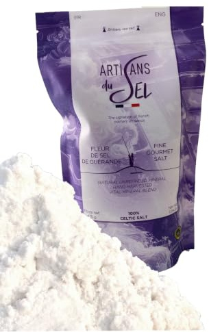 Fleur de Sel de Guérande IGP | Cristaux Blancs – Sel Marin Français Non Raffiné pour Assaisnnement | 475 g | Artisans du Sel