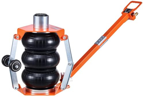 VEVOR Gato Neumático para Coches 3 T con Columna Elevada, Manivela Ajustable y Triple Suspensión Neumática, Altura de Elevación de 145 a 410 mm, para Coches, SUV y Camionetas, 1270 x 590 x 145 mm