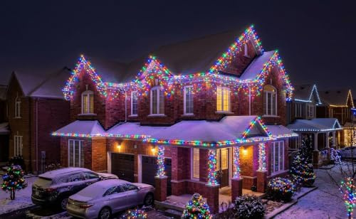 JnDee Multi-Colour Fairy Lights 300 LEDs 30M, 8 Modes Timer Memory Function, 31V Low Voltage Green Wire Christmas String Lights, IP44 Waterproof Indoor Outdoor, 10M Extension Lead, UK Plug
