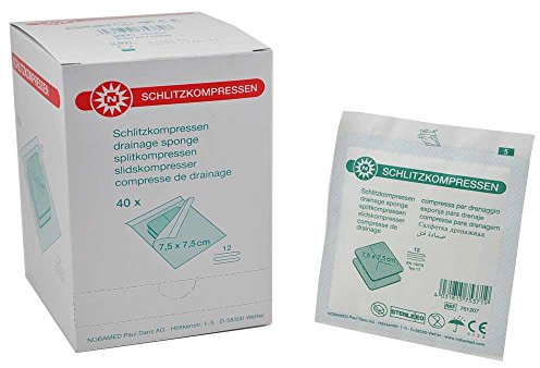 40x 2 St sterile Schlitzkompressen Noba, Y-Schlitz, Y-Kompresse, 12-fach, steril, 5cmx5cm