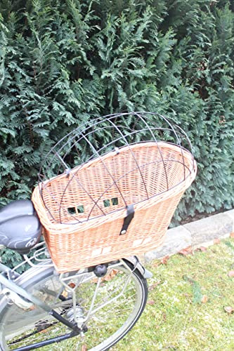 Hundefahrradkorb für Gepäckträger aus Weide mit Metallgitter und Kissen Natur XL oder XXL Gepäckträgerkorb Weidenkorb Hundekorb Tierkorb (XL ohne Kissen)