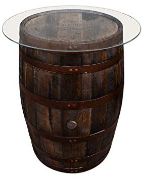 Temesso Originales schottisches Whiskyfass als Stehtisch mit Glasplatte, Eichenfass, Holzfass, Whisky Fass, Schnapsfass - Höhe Circa 90 cm (Oberfläche geölt)