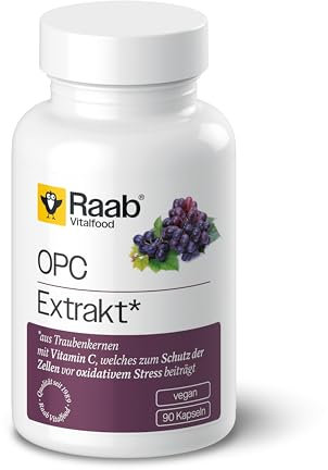 Raab Vitalfood OPC Extrakt Kapseln, 90 Stück, vegan & glutenfrei, Oligomere Proanthocyanidine aus Traubenkernen, Extrakt