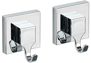 WENKO Vacuum-Loc® Crochet Angulaire, Lot de 2 pièces Set de 2, Crochet Porte-Serviettes, Crochet pour vêtements, Fixer sans percer de Trous Chromé