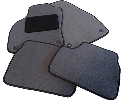 Mertex Autoteppich 4-teilig Fußmatten mit Befestigung kompatibel mit Carens 3 UN 2006-2013 Art. 6043 (Capri grau, schwarz)