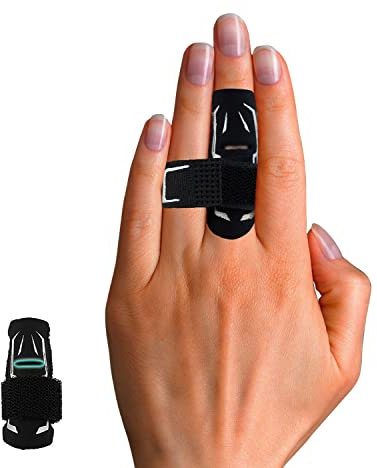 Mezeic Finger Splint Finger Support Adjustable Elastic Compression Protector, Finger Brace Relieve Joint Pain Finger Sleeves Finger Guard Sport for Basketball Volleyball Tennis Baseball - M