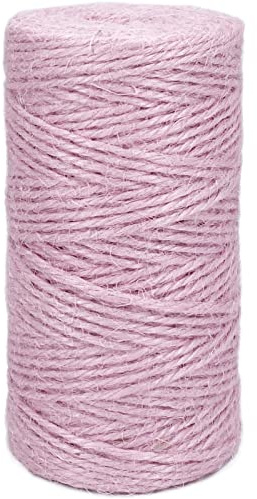 Colored Jute Twine 328 Feet Durable Natural Jute Rope String Perfect for Arts Crafts Mason Jars Knife Handle Wrapping Wedding Decorations Home Gardening Packing String for Gifts Presents,Pink