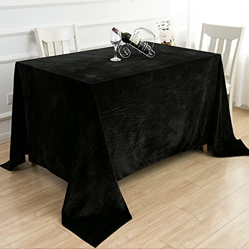 JIALIANG Tischdecke aus Samt - Eisenfreie Tischdecke-Antifouling, Pflegeleichte Tischdecke-Tischdecke,Schwarz,200x260cm