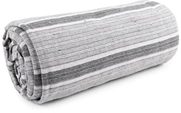 CosìCasa Copriletto Matrimoniale Primaverile Estivo Cotone a Righe [255x255] | Coperta Letto Due Piazze Cotone Rigata | Lenzuolo Matrimoniale Leggero | Telo Arredo Copritutto Bicolore Grigio e Bianco