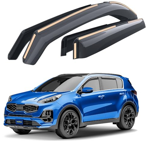 Goodyear Windabweiser für/kompatible mit Kia Sportage 16-22 - Kanal 4 St. | Regenabweiser Autofenster Regenschutz Kia Sportage QL – bruchsicher Polycarbonat, kratzt nicht, wetterfest, frischluft