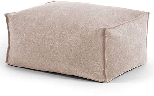 mokebo Pouf oder Hocker mit Stoffbezug 'Der Ruhestifter', Sitzhocker oder Sitzpouf mit EPS-Perlen-Füllung, auch als Fußhocker oder Beistelltisch fürs Wohnzimmer in 60x45x25 cm (B/T/H) in Beige