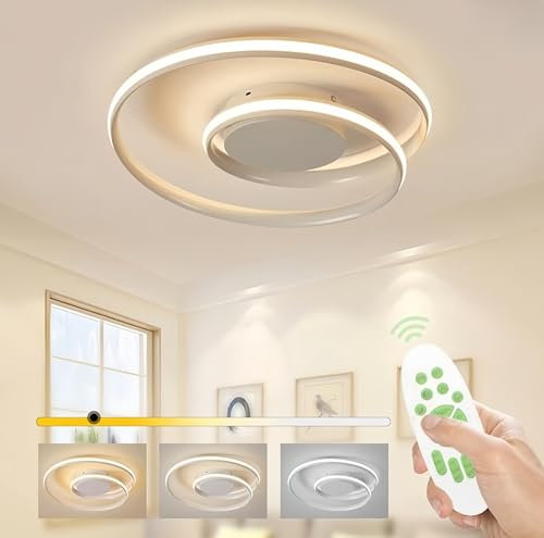 Sky angle LED-Deckenleuchte - Dimmbar mit Fernbedienung, 28W Einstellbare Farbe und Helligkeit, Runder Kronleuchter, 2500 LM 48 CM für Schlafzimmer
