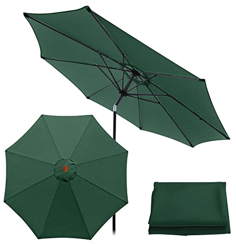 3m Ersatz-Sonnenschirm-Bezug für 1,45–1,47m Speichen (3m/8 Speichen,Grün) | Universelles Markttisch-Regenschirm, Terrassenschirm-Sonnenschutz-Überdachung für Hof, Garten, Strand, Pool, Markttisch