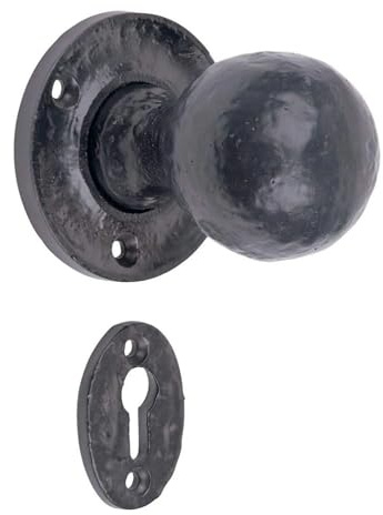Designer Levers Shropshire Round Door Knob, Antique Brass, 1 Pair | For interior doors; fixings included; 50mm diameter; steel construction.