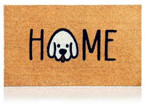 AMARU DOOR MATS - Fußmatte Kokos Außen und Innen, Home Hund, 70x40 cm | 100% Kokosfaser Natur, Robust, Fusselarm, Rutschfeste Unterseite, Nimmt Feuchtigkeit auf, Schmutzfangmatte Eingang, Haustür
