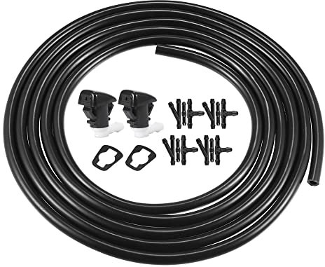 A ABSOPRO 2 Stück ScheibenwaschDüse Scheiben Wasch Düse Wischwasserschlauch Reparaturset 2.5m Schlauch Verbinder Kit 68269108AA für Durango 2011-2019