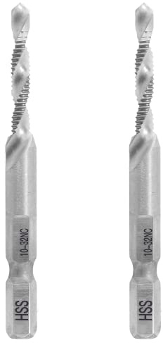 Bonsicoky Lot de 2 forets mixtes 10-32 NC pour tarauds et forets, multi-usages, argent