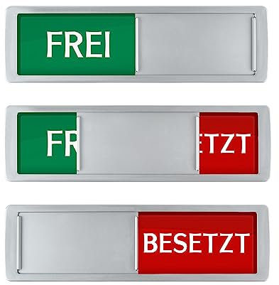 FREI BESETZT Schilder Schiebeschilder, 17.8 x 5.2cm Frei Besetzt Toilette Schilder Zeichen mit Schieber, Besetztschild für Wartezimmer Besprechungsräume Raumstatus Raumschild, Silver