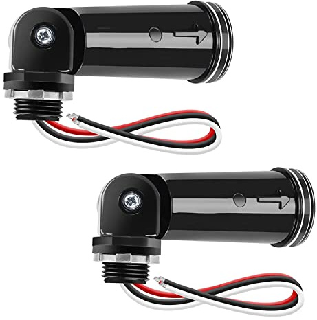 Hopbucan 2 Pack Photoelectric Switch, Photoelectric Sensor Switch Outdoor IP65 Dusk to Dawn Dusk Lighting Control