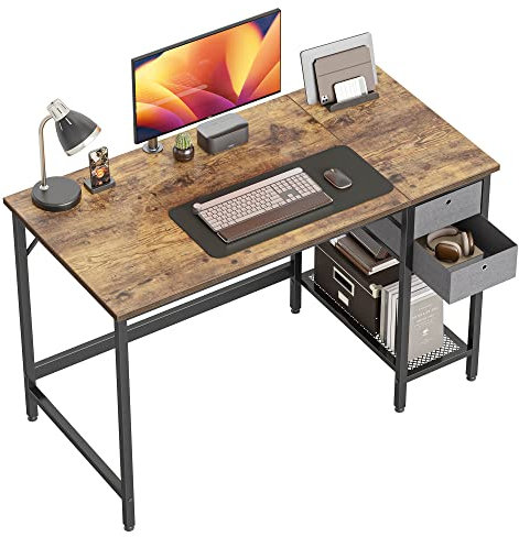 Cubiker Computertisch für das Home Office mit Schubladen, 120 cm Kleiner Schreibtisch zum Studieren und Schreiben, moderner einfacher PC-Tisch, Braun
