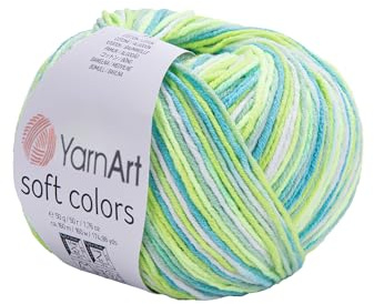 YarnArt Soft Colors - Variegated Sport Yarn 55% Cotton 45% Acrylic - 1 Skein/Ball 50g 174 Yds - Soft Knitting Cotton for Amigurumi