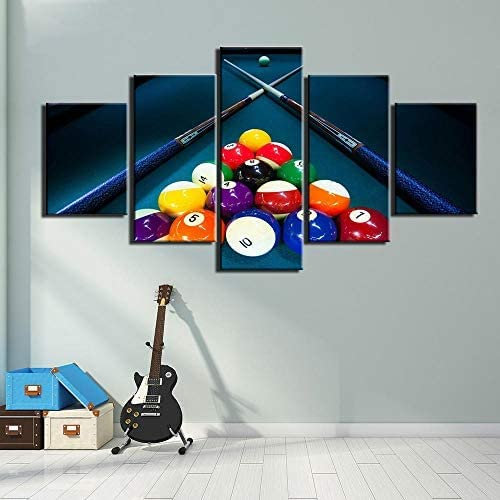 5 Teilig Bilder Wandbild Leinwandbild Snooker Billard 200×100 Cm Moderne Wohnzimmer Wanddekoration Deko Kunstdruck-Wanddekoration Design Wand Bild -5L2O+K8N