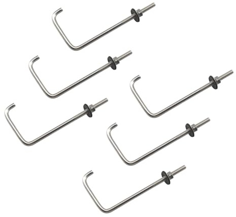 Schraubhaken aus 304 Edelstahl, M6 x 60 x 150 mm, mit Muttern, Unterlegscheiben, Deckenmontage, Haken, Gewindeschrauben, 6 Stück
