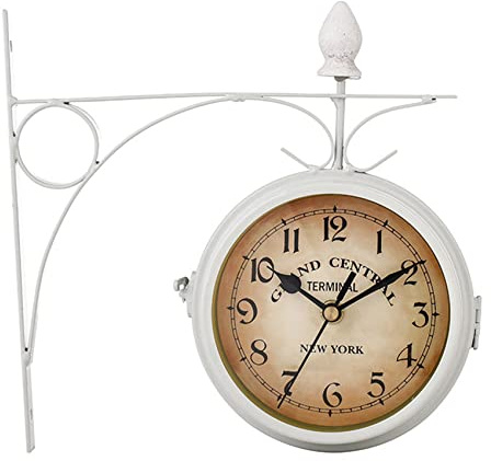 Yheonver Orologio da Parete Rotondo nel da Appendere Un Doppia Faccia Un Due Facce Orologio da Stazione retrò con Lampadario Rotondo Orologio da Parete per La Casa