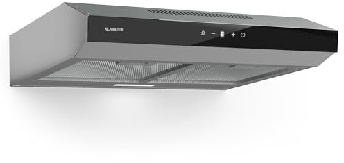 Klarstein Dunstabzugshaube 60cm, Abluft-Dunstabzugshaube, Dunstabzug mit Filter Spülmaschinenfest, LEDs & Touch-Bedienfeld, Leise Abzugshaube mit 175 m³/h Luftstrom, Effizienter Edelstahl-Dunstabzug