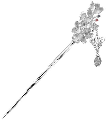 Vintage Haarstäbchen Kristall Blume Haarnadel, S925 Sterling Silber chinesische Haarstäbchen, verzierte Pflaume Hetian Jade Haarstäbchen mit Quaste,