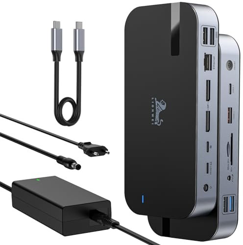 8K USB C Dock Station Mit Dual DP, 150W Netzteil, Drei Displays, USB 3.1 10Gbps, SD 4.0 Kartenleser, 20W Aufladung, RJ45 Laptop Hub Für Dell/HP/Lenovo