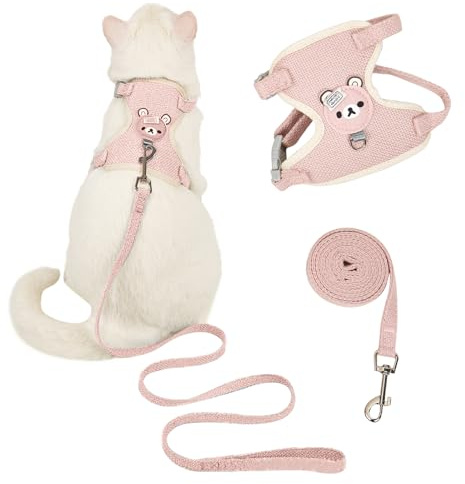 PETCUTE Pettorina Per Gatti con Guinzaglio,Pettorina Gatto Antifuga,Regolabile Pettorina per Cani Taglia Piccola,Gatti Accessori,Imbracatura per Gatti per Cuccioli Passeggiate all'aperto