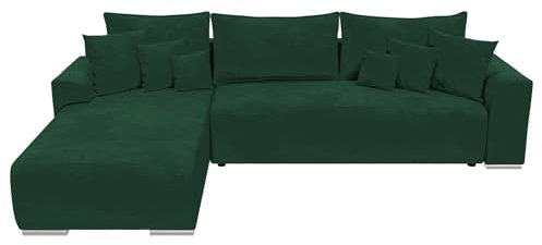 BROMARKT Ecksofa mit Schlaffunktion Couch Schlafsofa mit Bettkasten L Form Sofa für Wohnzimmer Wohnlandschaft dreisitzer 280x184x85 cm Eckcouch für Wohnzimmer Sydney Grün