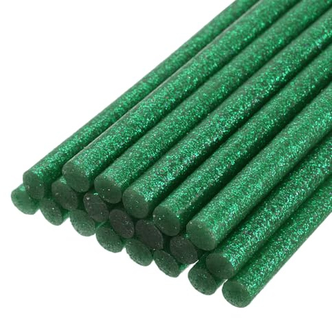 QUARKZMAN 20 Stück Heißklebestifte 11mm x 200mm Heißklebesticks Bunt Heißklebepistole Sticks Heißkleber Klebestifte Klebstoff für DIY Kunsthandwerk AbdichtungGlitzer Grün