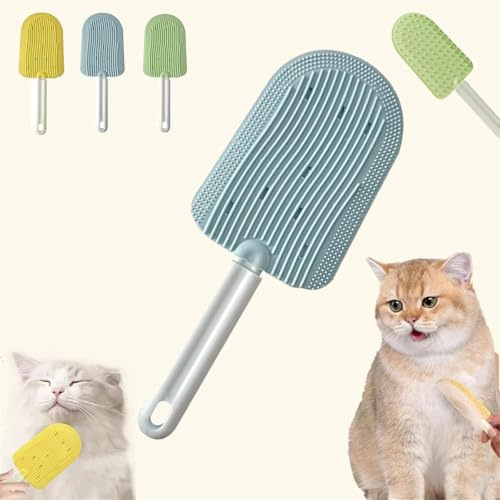 Cat Tongue Comb,Cat Tongue Brush,Pets Cat Tongue Comb,Pet Ice Cream Massage Comb,Cat Tongue Licking Hair Comb,2 in 1 Portable Cat Grooming Brush,Soft Silicone Cat Comb For Pet Shedding (Blue)