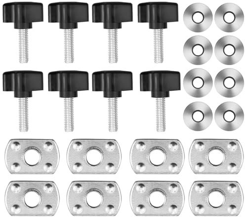 Greluma 8 St Universal hårda bultar för Jeep Wrangler Snabbborttagning Fästanordning tumskruv & muttersats Kompatibel med Jeep Wrangler YJ TJ JK Unlimited Sahara Rubicon 2/4 dörr