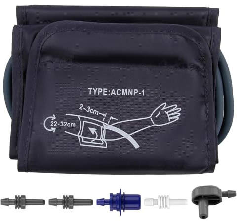 Blutdruckmanschette mit mittlerem Armumfang, 22–32 cm, tragbare Manschette für automatisches Blutdruckmessgerät, verstellbare Ersatz-Oberarmmanschette für ältere Menschen, Zuhause, Erwachsene, Kinder